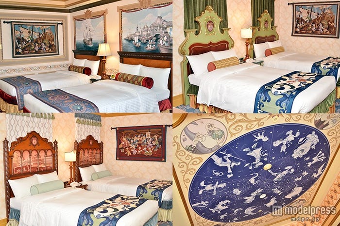 (左下から時計回り)「ヴェネツィア・サイド」、「カピターノ・ミッキー・スーペリアルーム」、「ポルト・パラディーゾ・サイド」