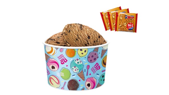 亀田の柿の種付きスーパービッグカップ3,250円/画像提供:B-R サーティワン アイスクリーム