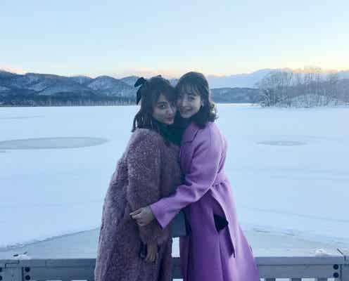 野崎萌香&谷まりあ、銀世界の函館で大自然&グルメ満喫 インスタライブの模様も覗き見
