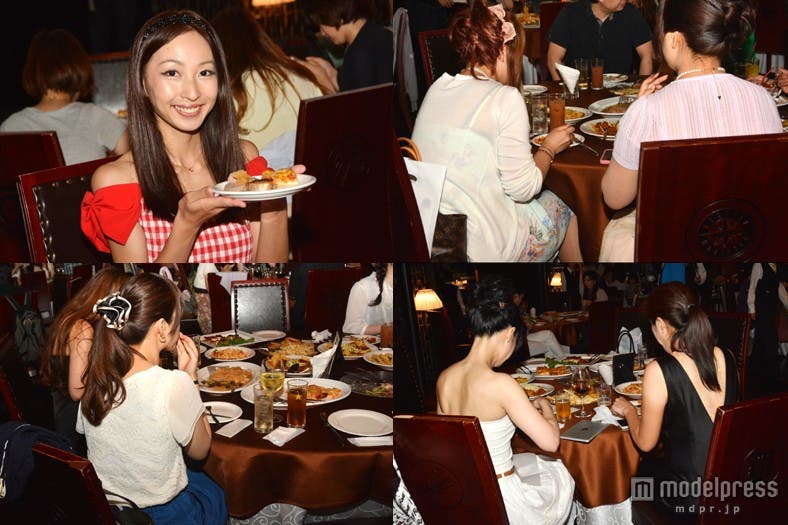 オシャレ女子、美味しい料理に癒やされる/モデル:上條かすみ