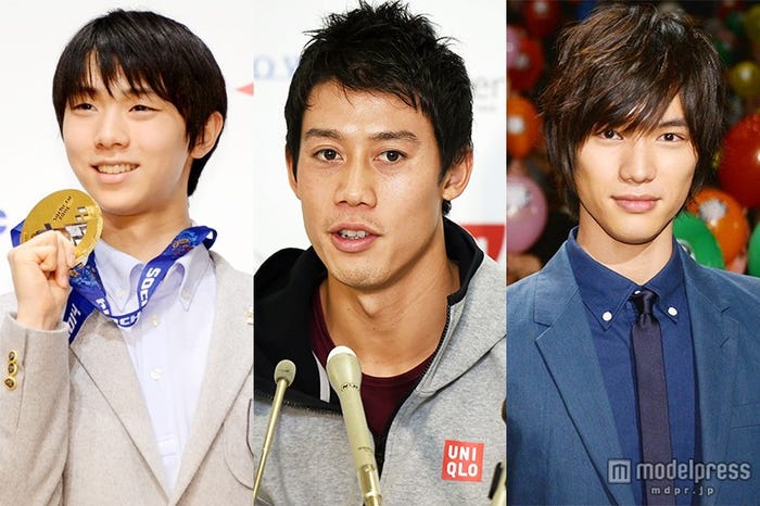 Google検索ランキング「話題の人(男性)」部門にランクインした(左から)羽生結弦選手、錦織圭選手、福士蒼汰
