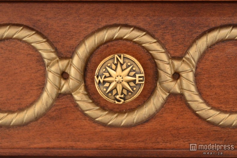 ベッドサイドテーブルの取っ手にもコンパス