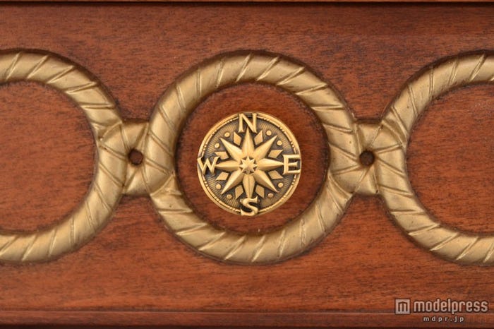 ベッドサイドテーブルの取っ手にもコンパス