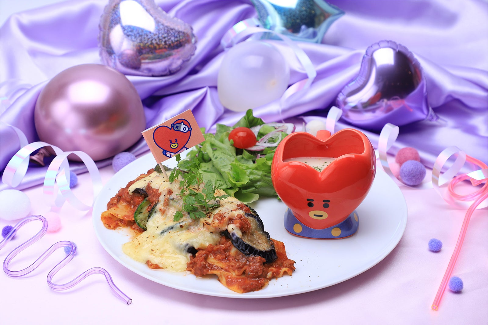 ナスとズッキーニのラザニア セットメニュー例　1,490円（C）BT21