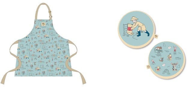 エプロン税込4,620円、ラウンドクッション税込3,850円（C）Disney．Based on the “Winnie the Pooh” works by A．A． Milne and E．H．Shepard．