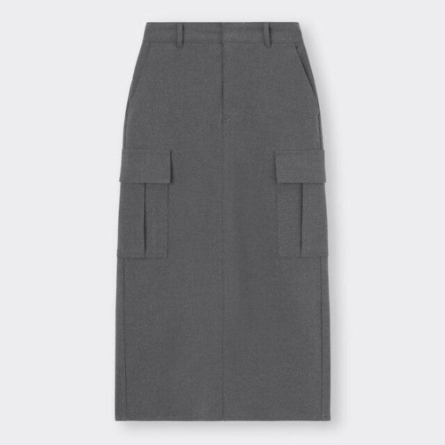 GU　カーゴナローロングスカートQ　ダークグレー