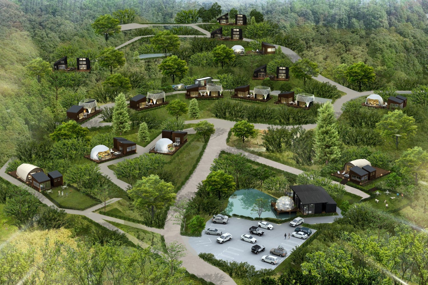 「グランピングヒルズ アウラテラス茨城」ドリンク飲み放題&サウナやアウトドアヨガ体験も