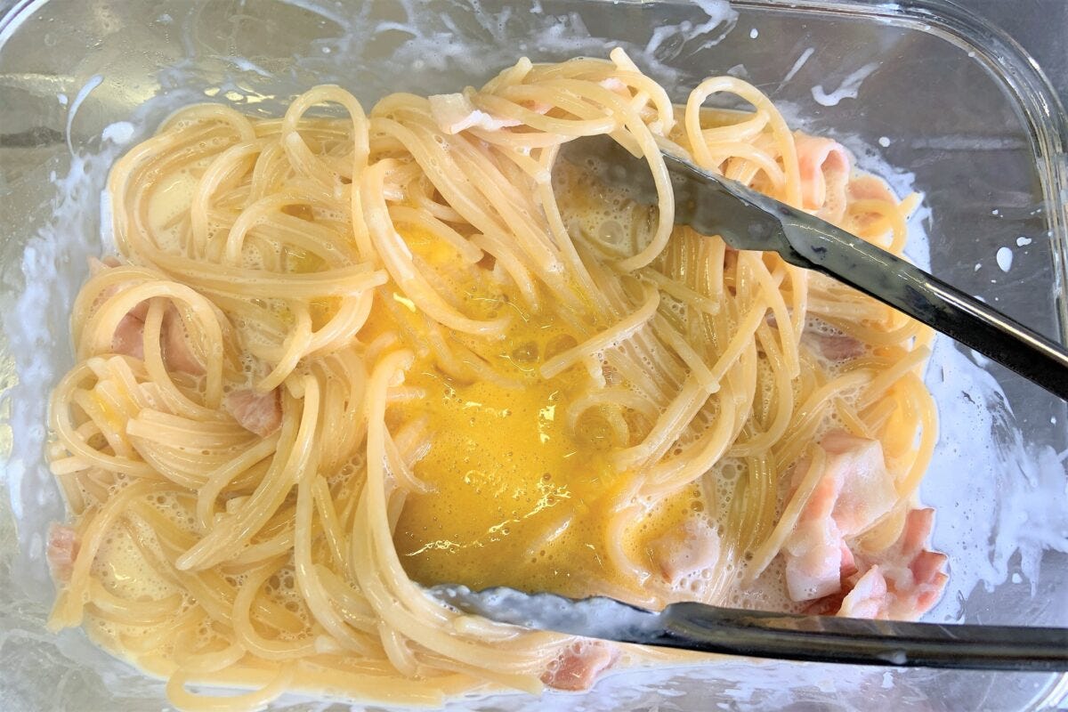 レンジで本格カルボナーラ