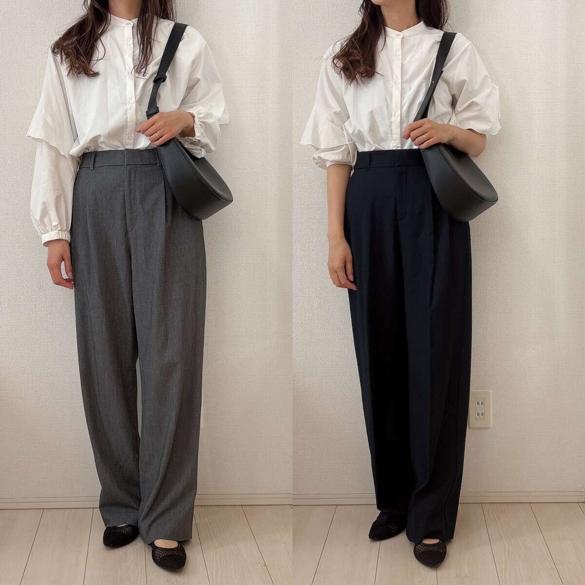 ユニクロGUタックワイドパンツ比較　ブラウス