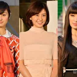長澤まさみ（中）、栗山千明（右）、忽那汐里（左）ら美女がドレスアップで集結「第26回東京国際映画祭」グリーンカーペット