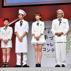 左から:はしのえみ、寺田真二郎、優木まおみ、チュートリアル徳井義実
