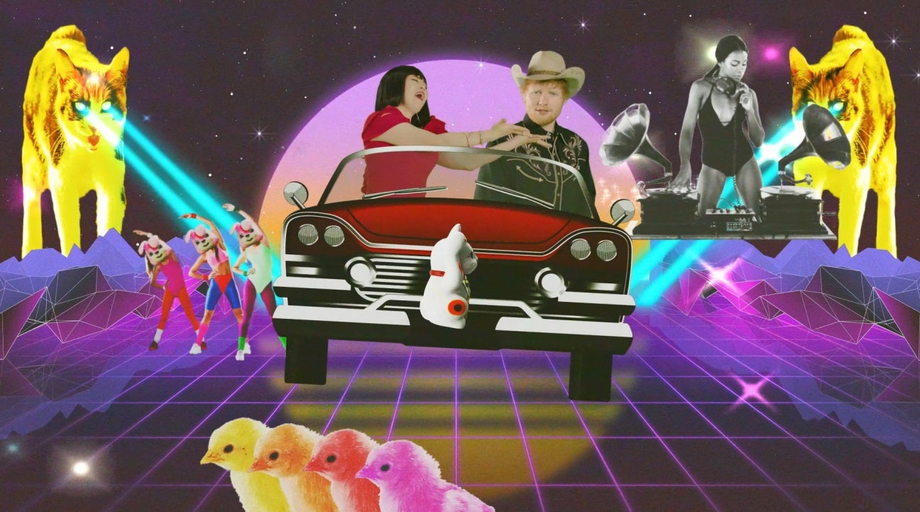 ブルゾンちえみ、エド・シーラン／MVより（提供画像）