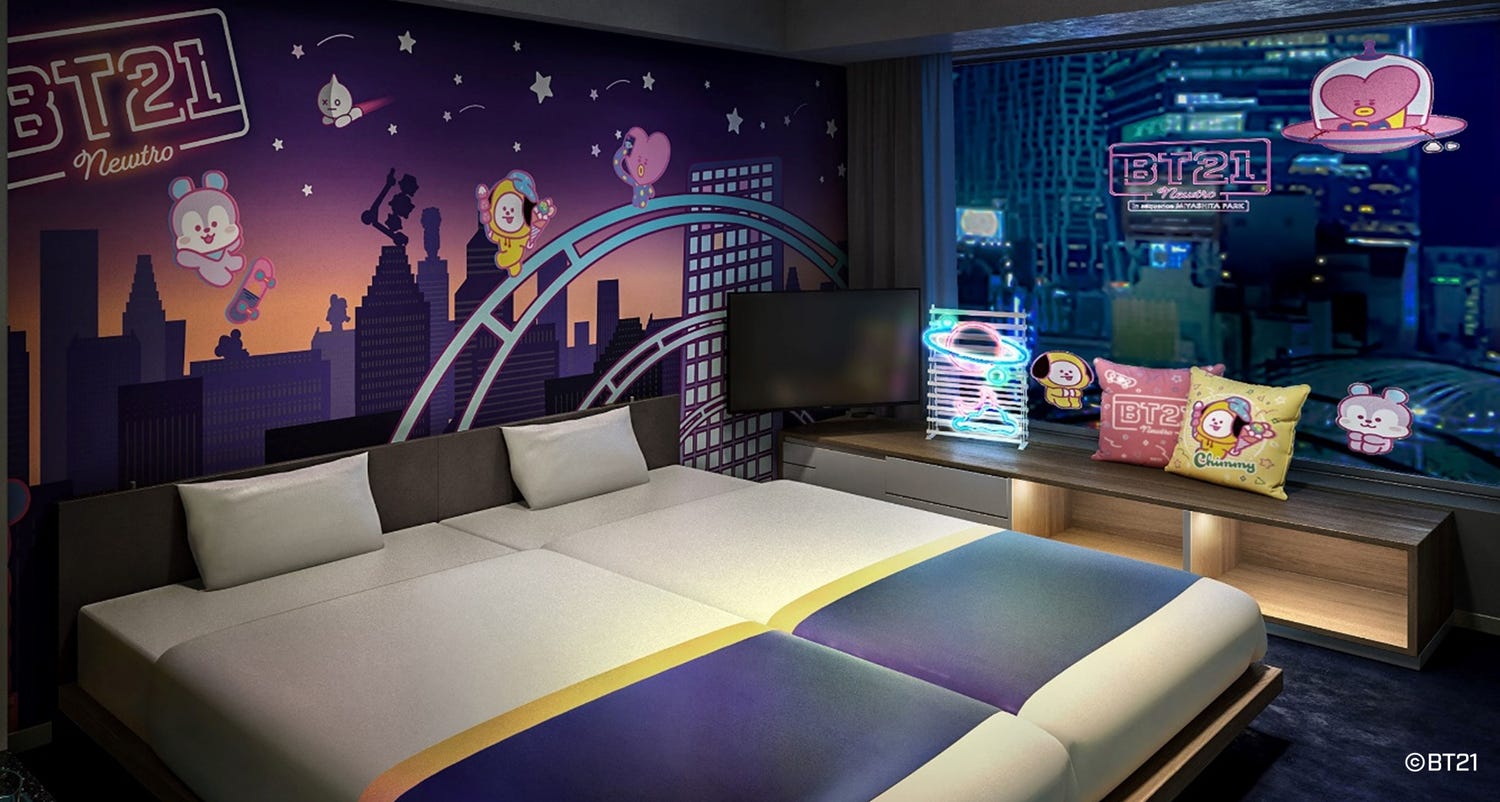 BT21コラボルーム、渋谷のホテル「sequence MIYASHITA PARK」に誕生 サイバーポップ&レトロポップがテーマ