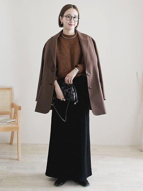 黒ロングスカート コーデ 黒ロングスカートコーデ4