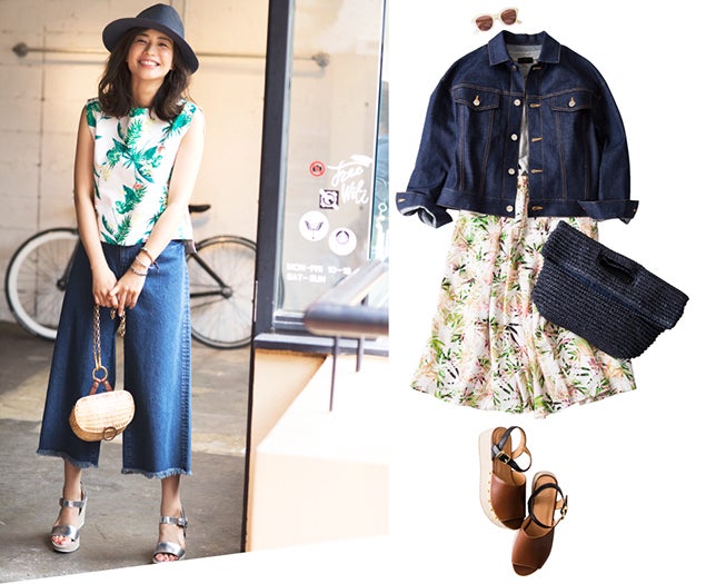 夏は鮮やかなボタニカル柄！デニムと合わせて大人カジュアルに