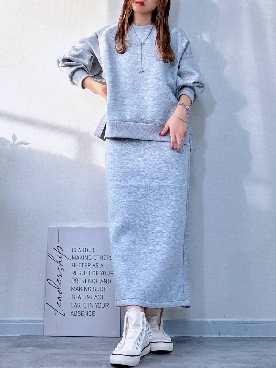 GUパフスウェットセットアップコーデ