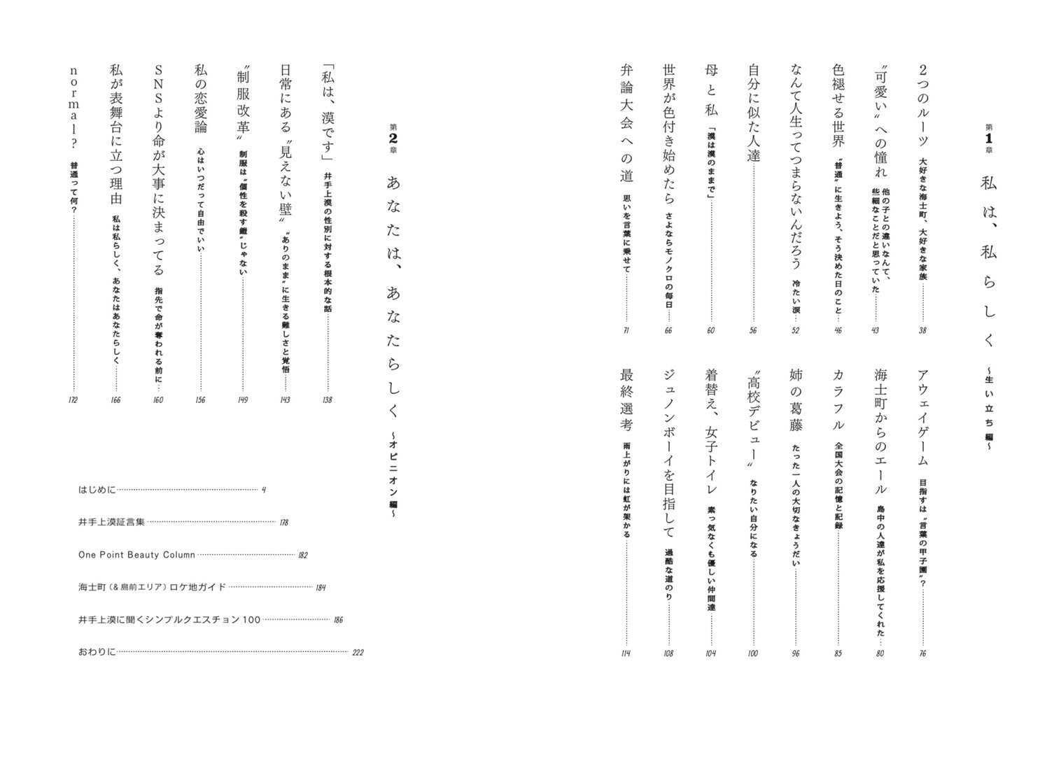 井手上漠フォトエッセイ「normal？」目次より