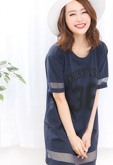 オーガンジー切替☆ロゴプリントTシャツワンピース「神戸レタス」1990円（税込）／画像提供：神戸レタス