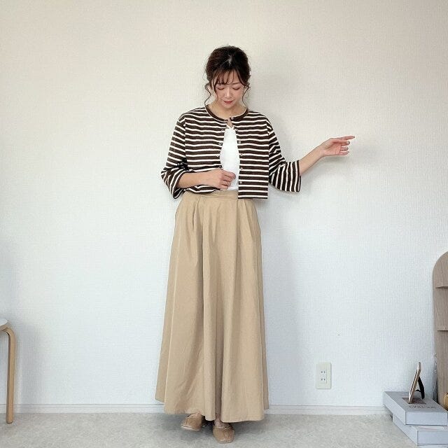 しまむら ボーダーカーディガン コーデ しまむら ボーダーカーディガン コーデ ロングスカート