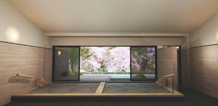 四季折々の景観を眺められる大浴場／画像提供：星野リゾート