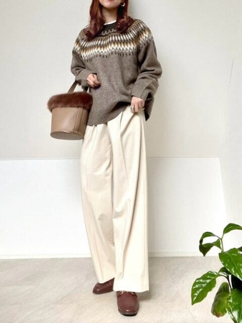 大人のワイドパンツコーデ