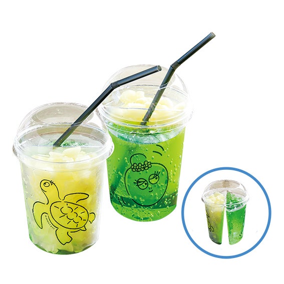 仲良しコンビカップ　A バーバズー×バーバララ（レモン炭酸氷＆パインソーダ）600円 （C）2019 Alice Taylor＆Thomas Taylor ALL RIGHTS RESERVED