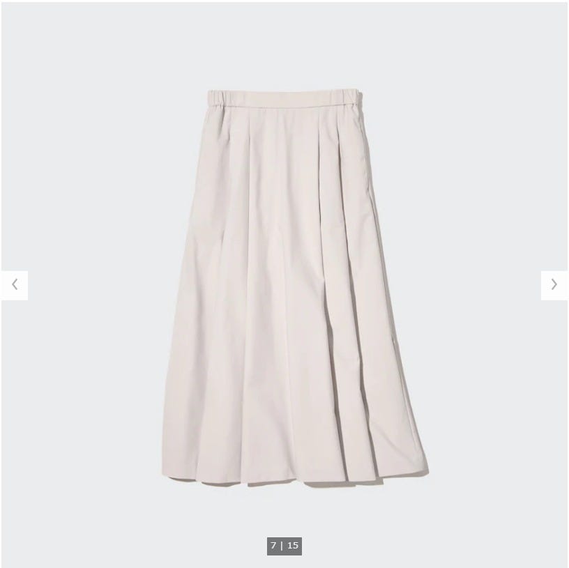 ユニクロ　uniqlo　レディース　アイテム　おすすめ　オススメ　トレンド　人気　コスパ　使える　おしゃれ　お洒落　オシャレ　2022　夏　スカート　ボトムス　ボトム　ボリュームタックスカート　ライトグレー