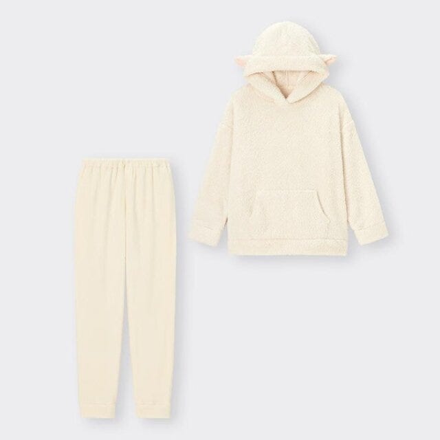 GU　ルームウェア　アニマルデザイン　マシュマロフィールフーディセット　シープ