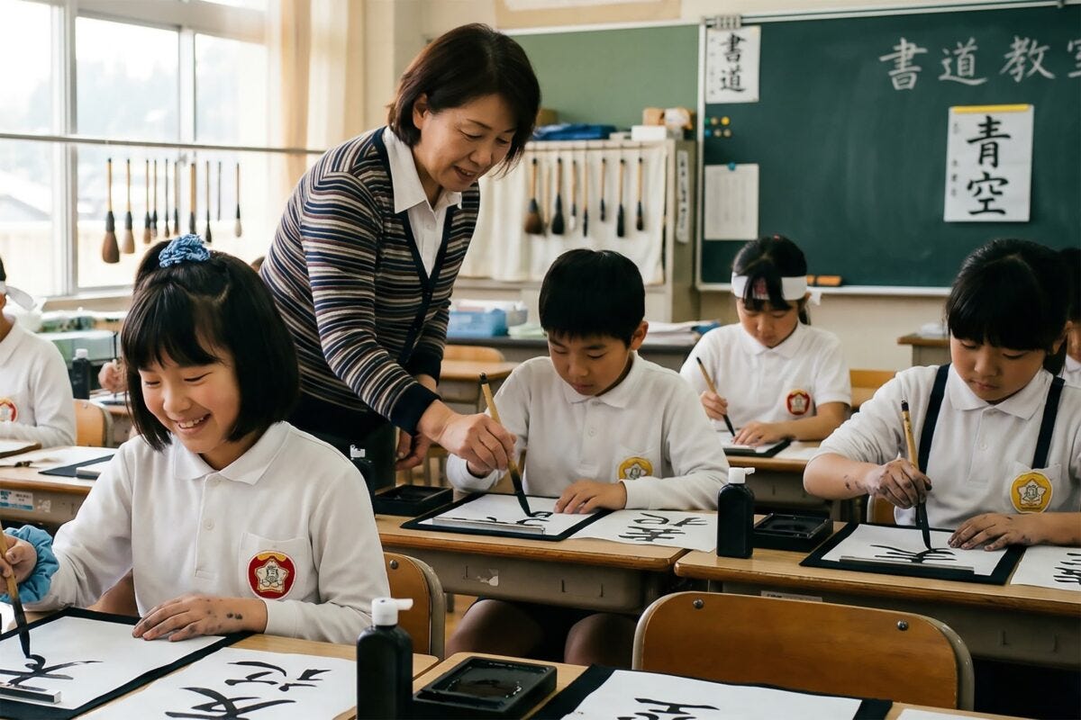習字・書道の授業