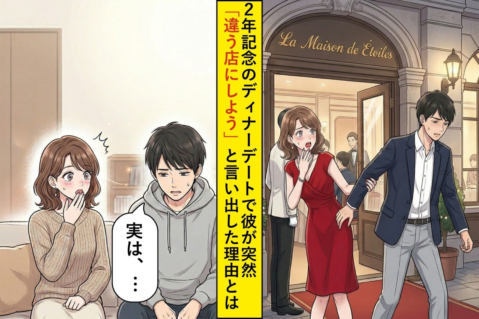 記念日デートで突然「違う店にしよう」と言い出した彼→数日後に話してくれた理由とは