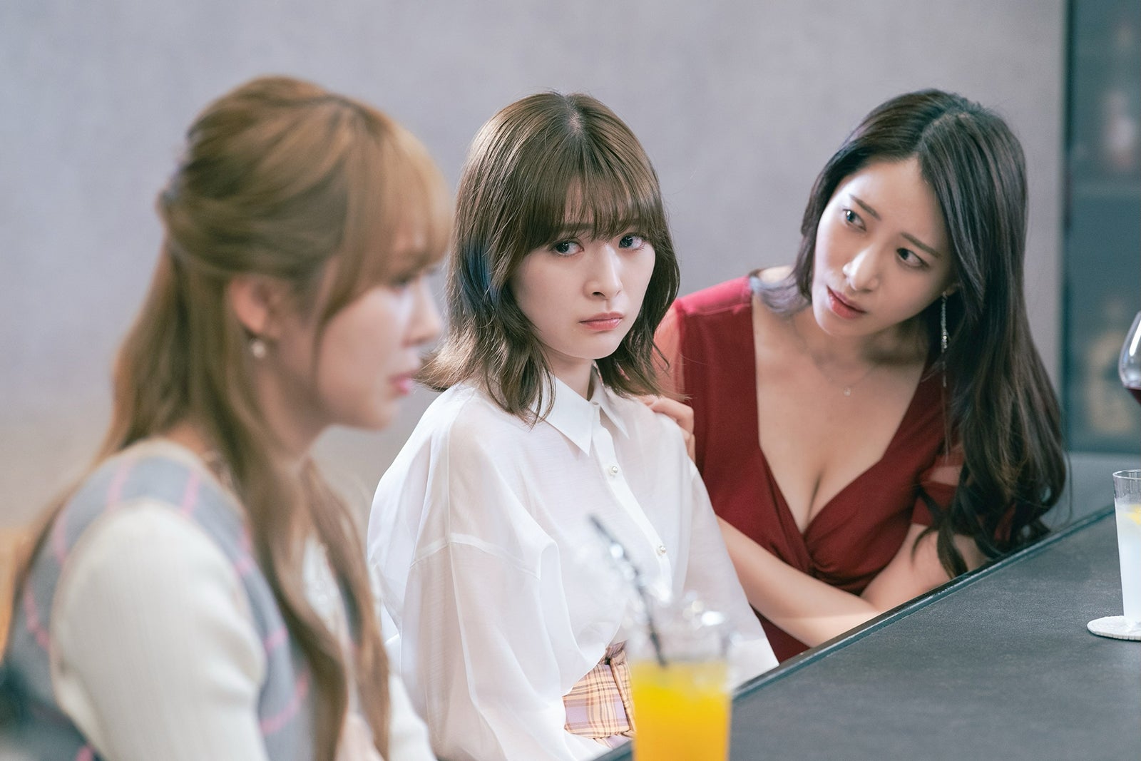 加藤史帆、優希美青、染谷有香（C）「彩香ちゃんは弘子先輩に恋してる 2nd Stage」製作委員会・MBS／第4話より