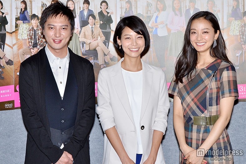 ドラマ「仮カレ」初回試写会（左から）塚本高史、相武紗季、中越典子
