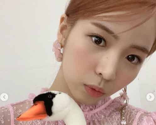 NiziUマヤ、メンバー表現したぬいぐるみとのオフショット公開「白鳥とのコラボ最高」と反響