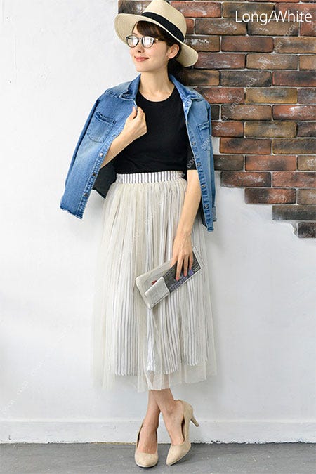 長さが選べるストライプチュールスカートcocaオリジナル「coca」3,490円(税込)