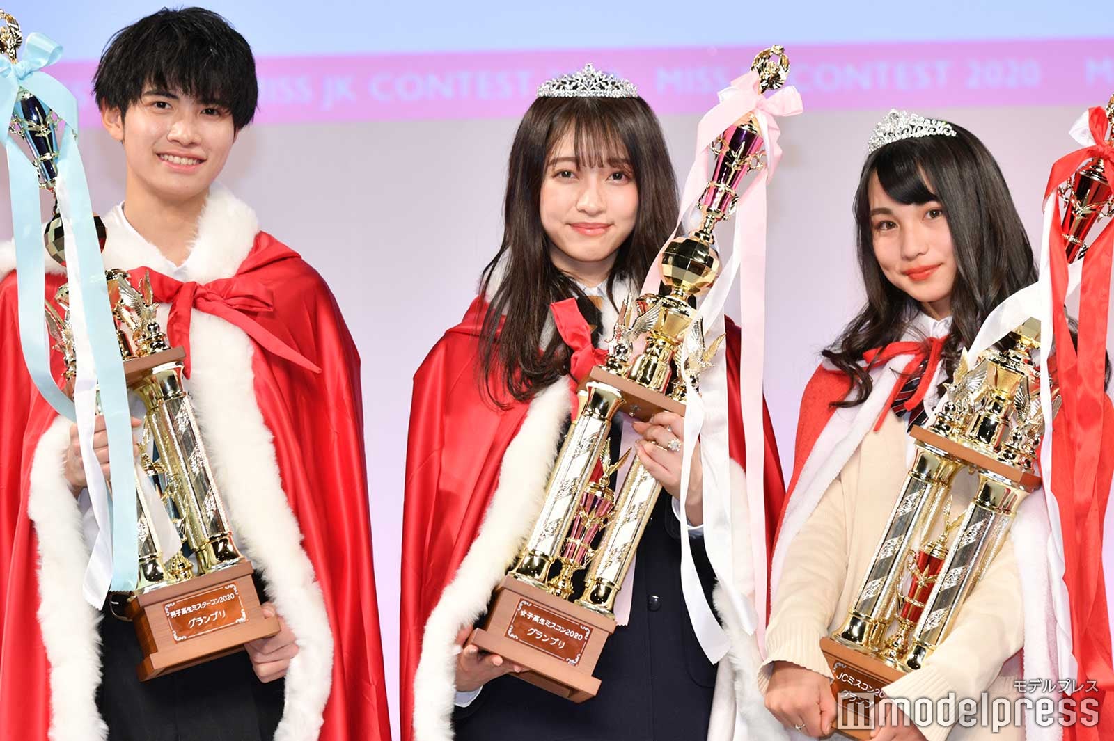 男子高生ミスターコングランプリ・中野晴仁くん、女子高生ミスコングランプリ・ひっか、JCミスコングランプリ・JURI（C）モデルプレス