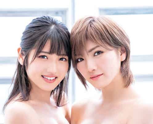 AKB48岡田奈々&村山彩希、水着で密着2ショット スレンダーボディ披露