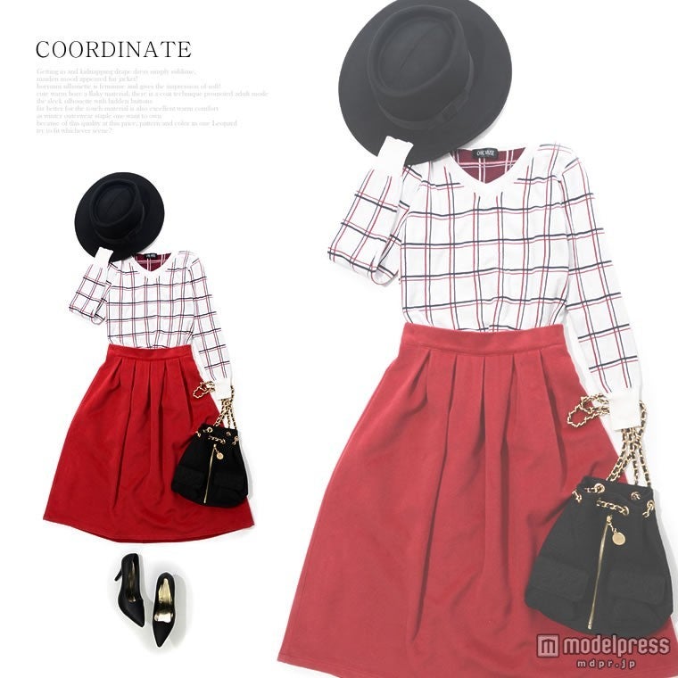 「ニット トップス Vネック チェック」1,098円（税込）／Photo by GALSTAR