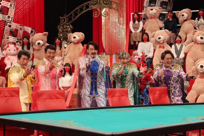 (左から)寺門ジモン、肥後克広、小田井涼平、後上翔太、酒井一圭 (C)フジテレビ