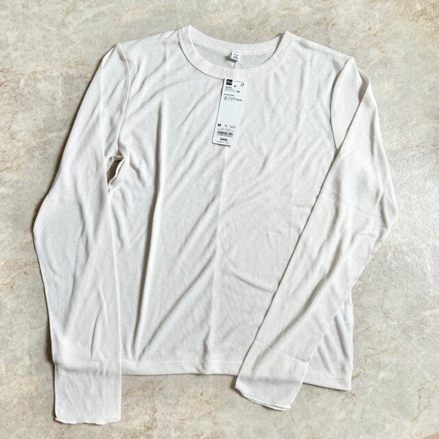 GU　ソフトシアークルーネックT　NATURAL