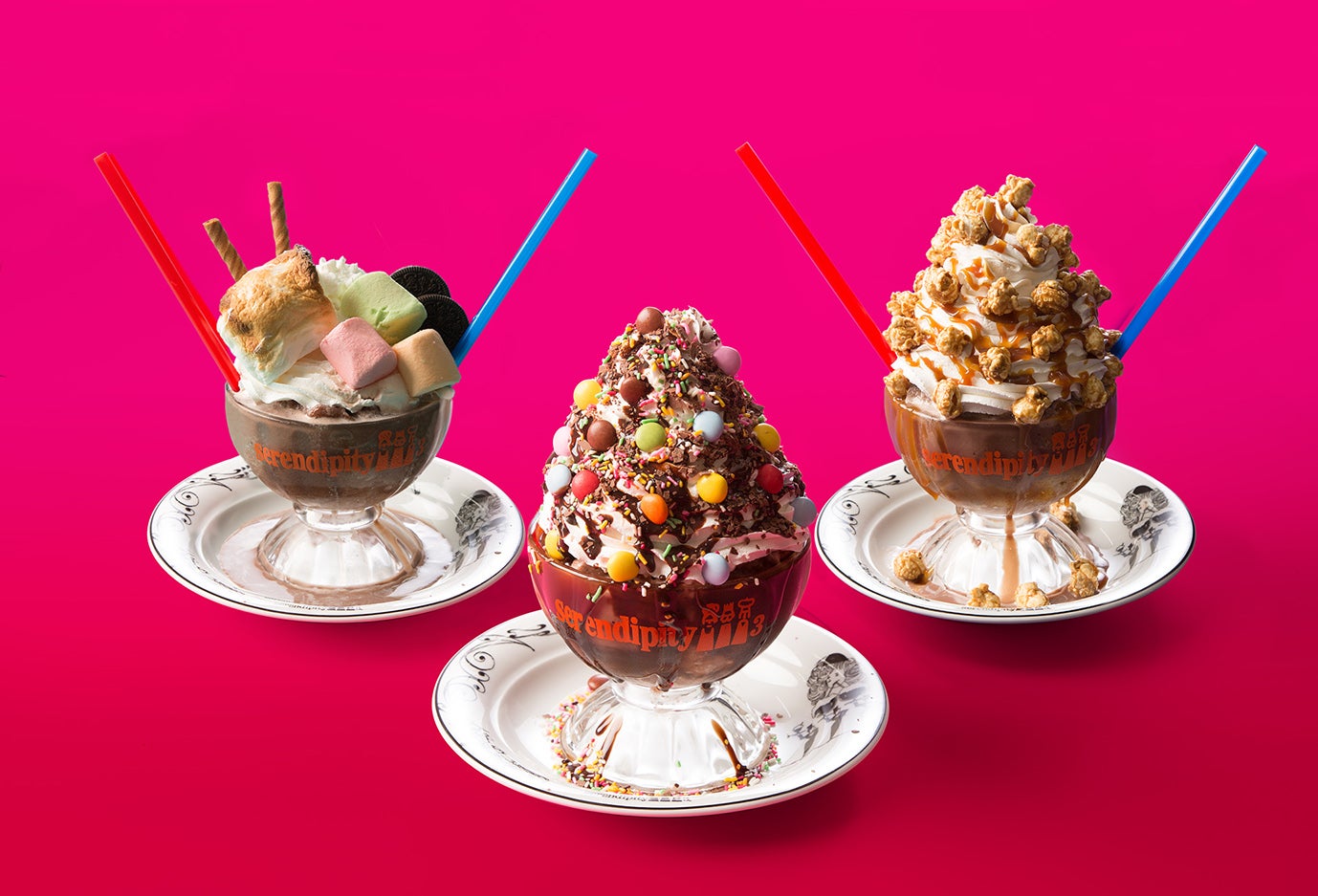 開業一周年記念限定フレーバー“Frrrozen Hot Chocolate”3種（提供画像）