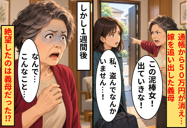 「この泥棒女！」通帳から50万円が消え…嫁を家から叩き出した義母。しかし1週間後⇒絶望したのは“義母だった”！？