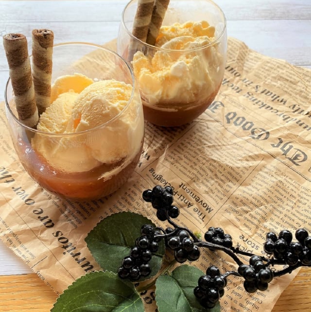 紅茶ゼリーのデザート