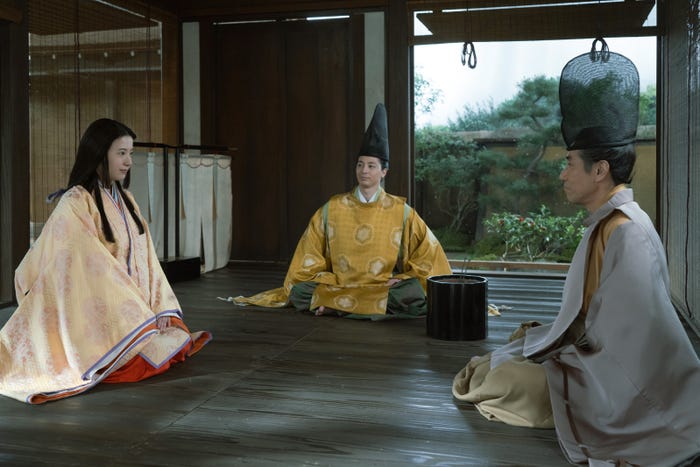 吉高由里子、高杉真宙、岸谷五朗「光る君へ」第32話(C)NHK