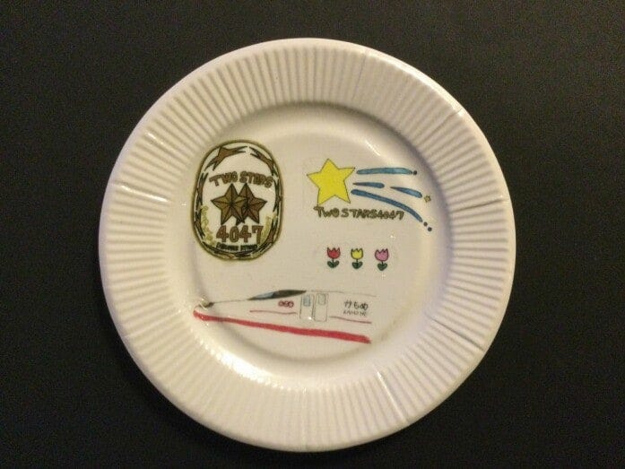 波佐見焼の転写体験の作例