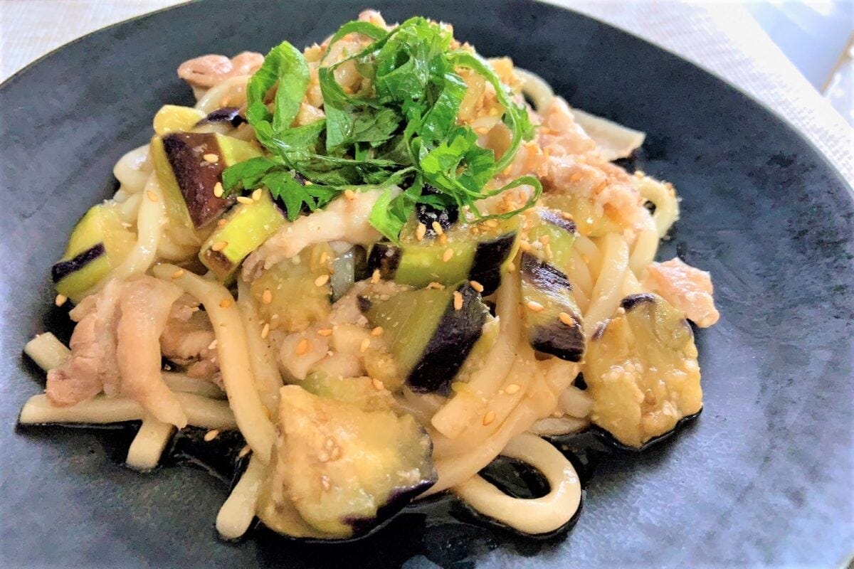 さっぱり豚なすポン酢うどん