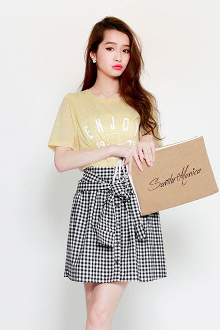 ギンガムチェックフェイクスリーブスカート「salus」2,990円(税込)