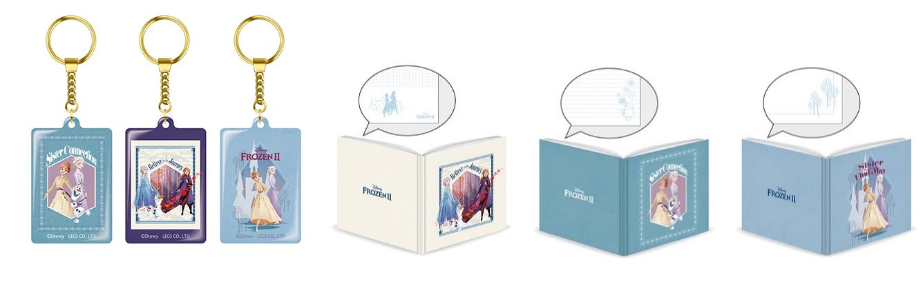 アクリルキーホルダー（全3種）　900円、絵本風ノート（全3種）　各950円（C）Disney