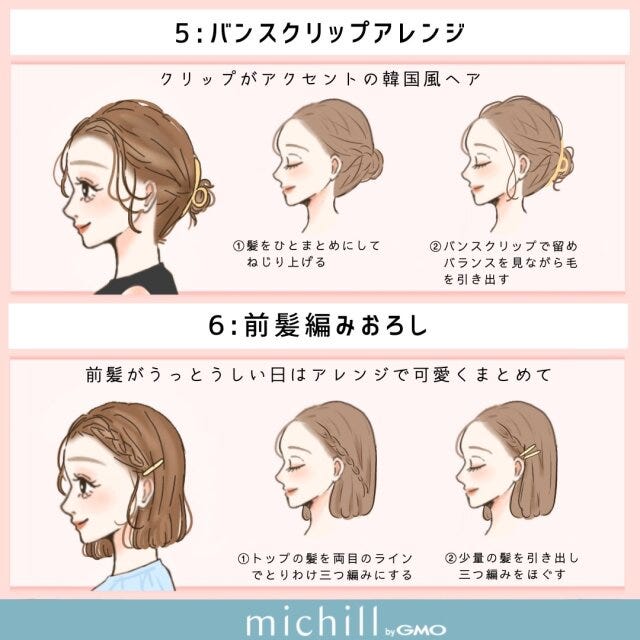 バンスクリップアレンジ　前髪編み下ろし