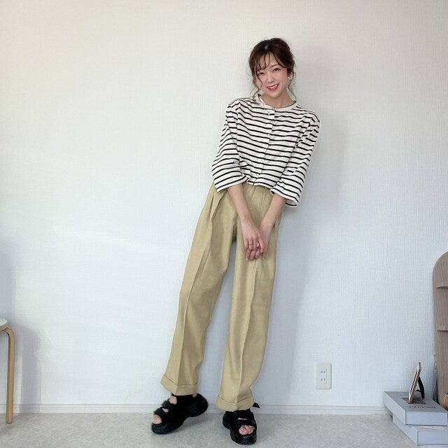 しまむら ボーダーカーディガン コーデ しまむら ボーダーカーディガン コーデ カラーパンツ