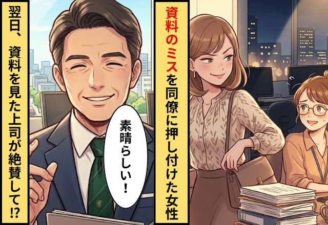 資料の”ミス”を同僚に押し付けた女性。翌日「素晴らしい」資料を見た上司が絶賛した話